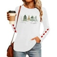 thumbnail image 6 of Christmas Tree Shirt Women Christmas Embroidered Trees Long Sleeve Shirts Gift Xmas Graphic Tee Tops, 6 of 7