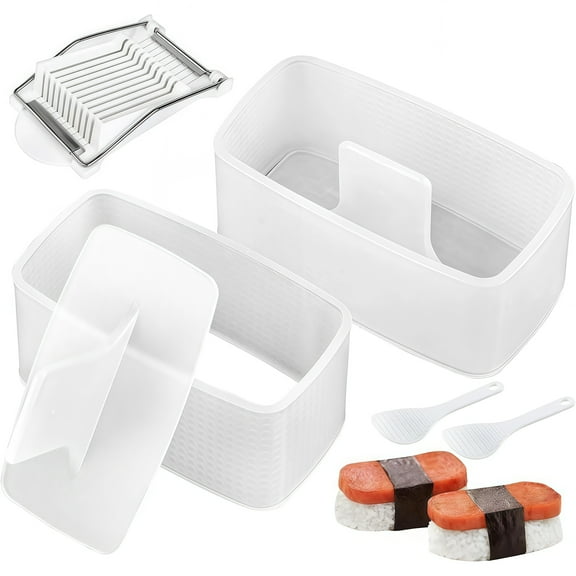 Premium Sushi Making Kit - Safe Food Grade Material 2 Pack Musubi Mold with Luncheon Meat Slicer and Rice Paddle for Perfect Rolls at Home