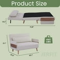 thumbnail image 3 of JERFIT Extra Wide 3-in-1 Loveseat Sofa Bed - Converts to Bed in 10s, Adjustable Backrest, Cotton Linen, Beige, Space-Saving, 3 of 8