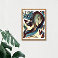 thumbnail image 3 of Siamese Cat Flower and Butterfly Animal Linocut Colourful Illustration Art Print Framed Poster Wall Decor 12x16 inch, 3 of 5