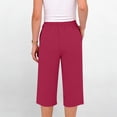 thumbnail image 6 of Linen Capri Pants for Women Elastic Waist Straight Leg Trousers Solid Color Summer Casual Loose Cropped Pants,Sizes S-3XL, 6 of 8