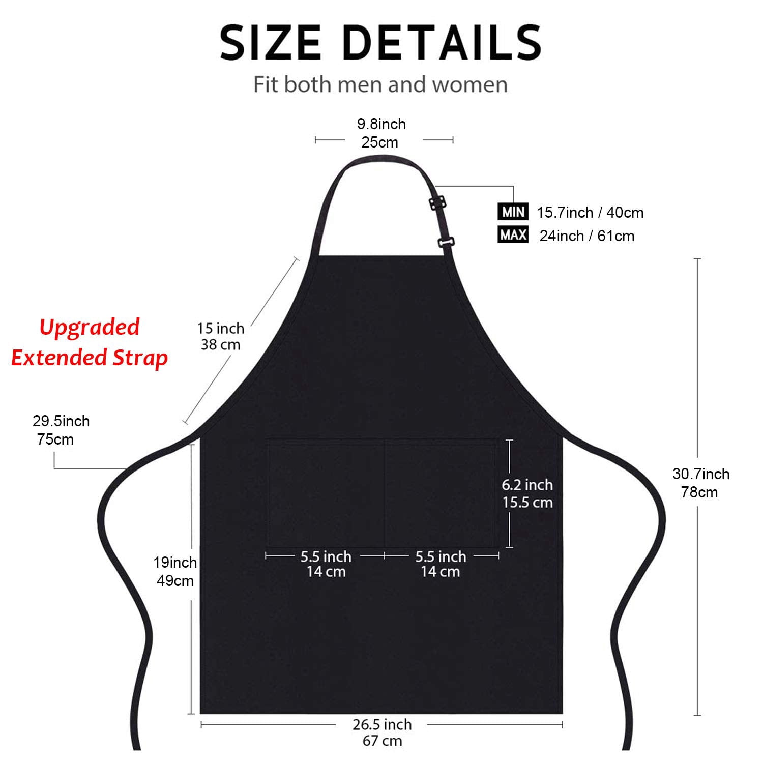 4 Pack Chef Aprons, Black Apron with 2 Pockets, Waterproof Adjustable Apron for Men Women, Professional Kitchen Apron for Cooking, Gardening, Restaurant, BBQ, Cafe