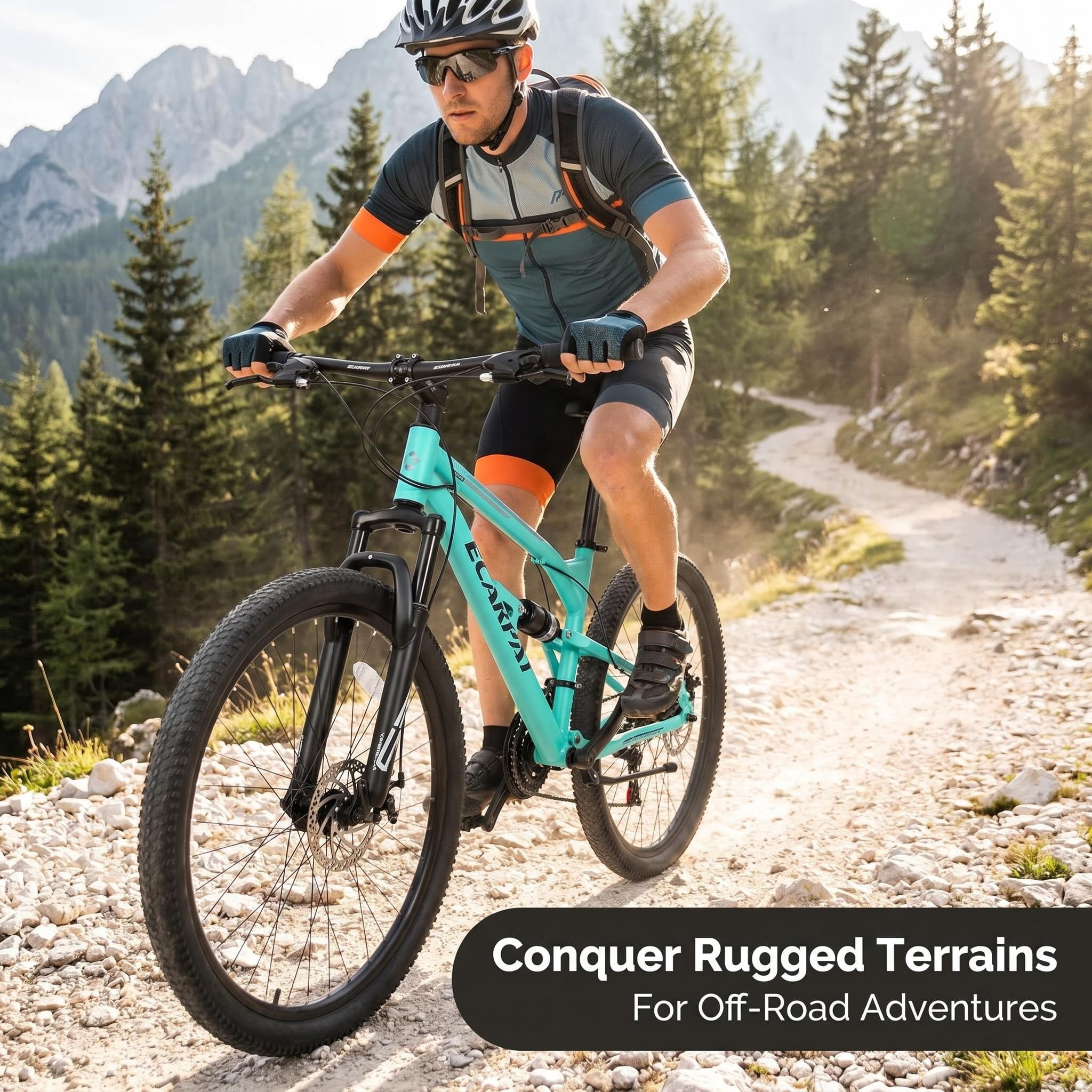 Ambifirner Men's 26 inch Mountain Bike - 21-Speed Steel Frame, Double Disc Brakes & Full  Suspension, All-Terrain Men Bicycle for Adult Riders, Black