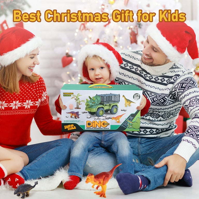 Super Joy Dinosaur Truck Toys for Kids Triceratops Transport Car Carrier Truck with Dino Figures Activity Play Mat Dinosaur Eggs Capture Dinosaur Play Set Christmas Gift for Boys Girls Walmart