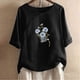 thumbnail image 2 of Blusas de Manga Corta para las Mujeres Impreso Cuello Redondo Camiseta, Top de Algodón de Imitación Casual para el Hogar Y Diario, 2 of 4