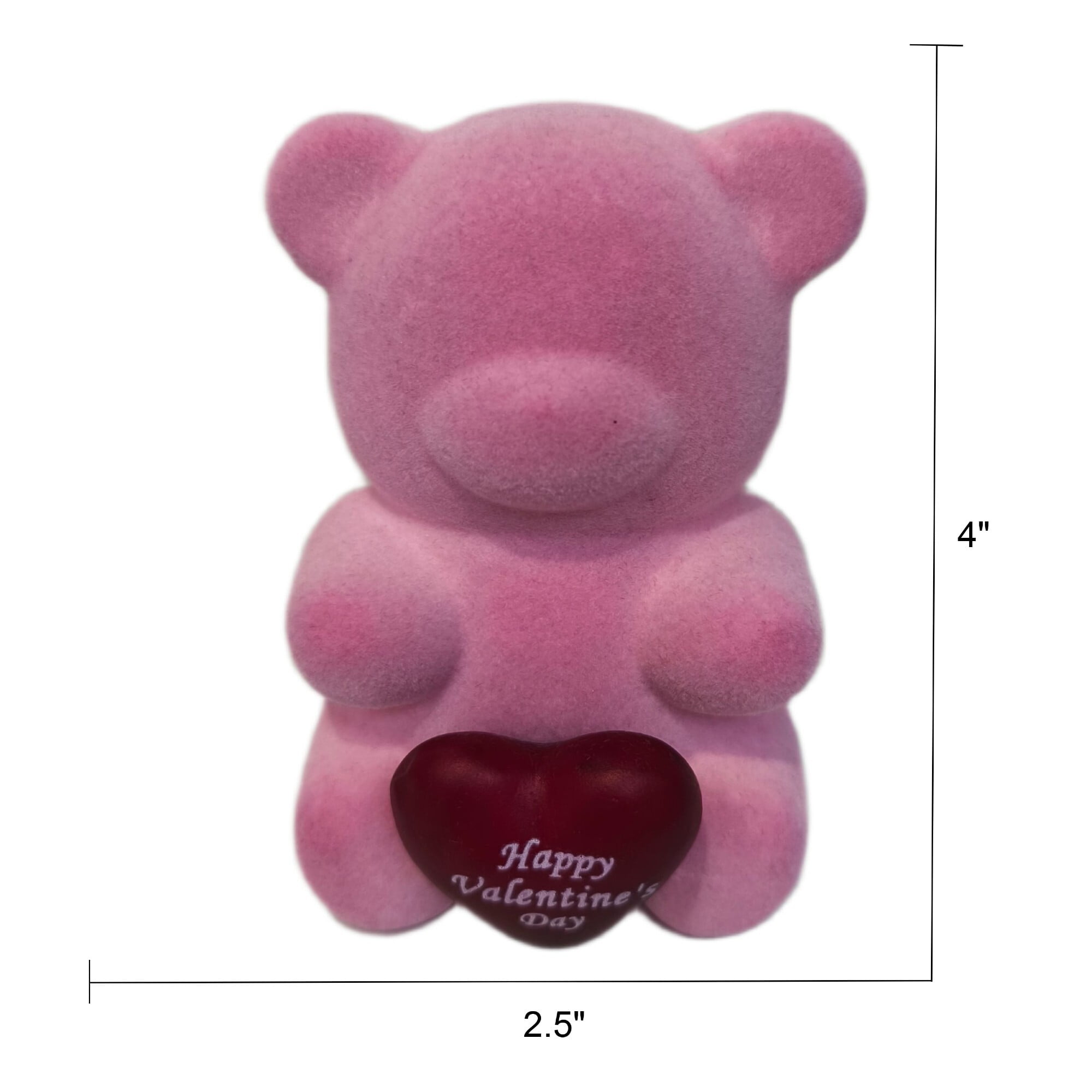 Valentine's Day Small Flocked Pink Bear Decor, 4 in, by Way to Celebrate