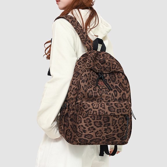 Boy Backpack Leopard Print Backpack for Middle High School Students Fashion Casual Daypack Brown One Size