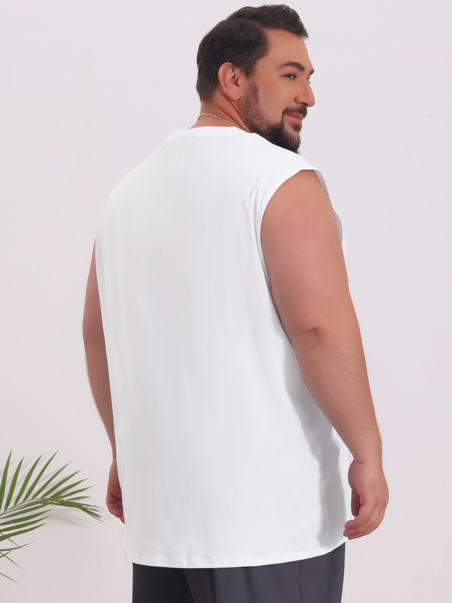 DARING DIVA Men's V-Neck Soft Breathable Sleeveless Undershirt Tank Top 3XL White