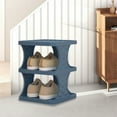 thumbnail image 5 of AuroraX 3 Tier Shoe Rack Blue Narrow Stackable Small Shoe Rack Organizer Space-Saving Free Standing Corner Sturdy Vertical Minimalist Stylish Shoe Storage Organizer for Closet,Entryway,Door, 5 of 6