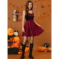 thumbnail image 2 of DARING DIVA Plaid Lace Up Sweetheart Neck Sleeveless Flared Mini Dres XS Red, 2 of 6