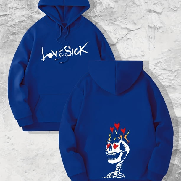 Skeleton Gets Lovesick Print Hoodie, Cool Hoodies For Men, Sudadera Con Capucha De Diseño Gráfico Informal Para Hombres Con Bolsillo De Canguro Streetwear Para Otoño De Invierno, Como Regalo
