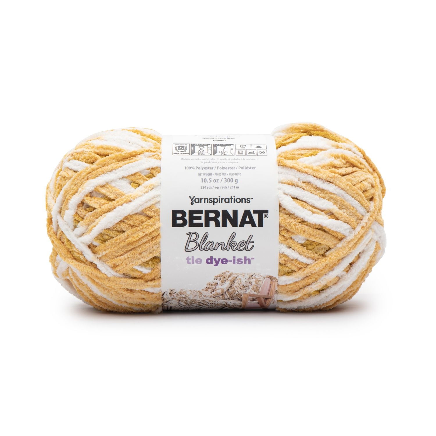 Bernat® Blanket Tie Dye-ish™ Yarn, Polyester #6 Super Bulky, 10.5oz/300g, 220 Yards, Plush, huggable fabric