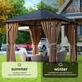thumbnail image 3 of Aoxun 10 ft. x 10 ft. Hardtop Gazebo, Outdoor Aluminum Frame Permanent Pavilion with Curtains and Netting, Brown, 3 of 8