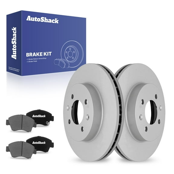 AutoShack 10.31" (262 mm) Front Vented Brake Rotors Coated   Ceramic Brake Pads | Replacement for 2003-2005 Honda Civic | 6-PC Brake Kit | ArmorStop
