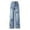 Blue, variant on Trendy Denim Jeans with Star Embellishments for Teenagers, Elasticated Waistband Wide Leg Pants, Autumn Fashionable Attire