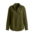 thumbnail image 5 of TGSLY Half Button Down Linen Tops for Women Lightweight Thin Collared Roll Long Sleeve Shirts Loose Fit Dressy Casual Solid Color Blouses S, 5 of 7