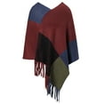 thumbnail image 3 of Women's Plaid Pullover Cape V Neck Knit Pullover Cape for Fall Winter Spring, 3 of 8