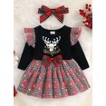 thumbnail image 3 of ZAXARRA Tenue de Noël pour Bébé Filles, Robe à Carreaux Imprimé Renne + Bandeau, 3 of 9