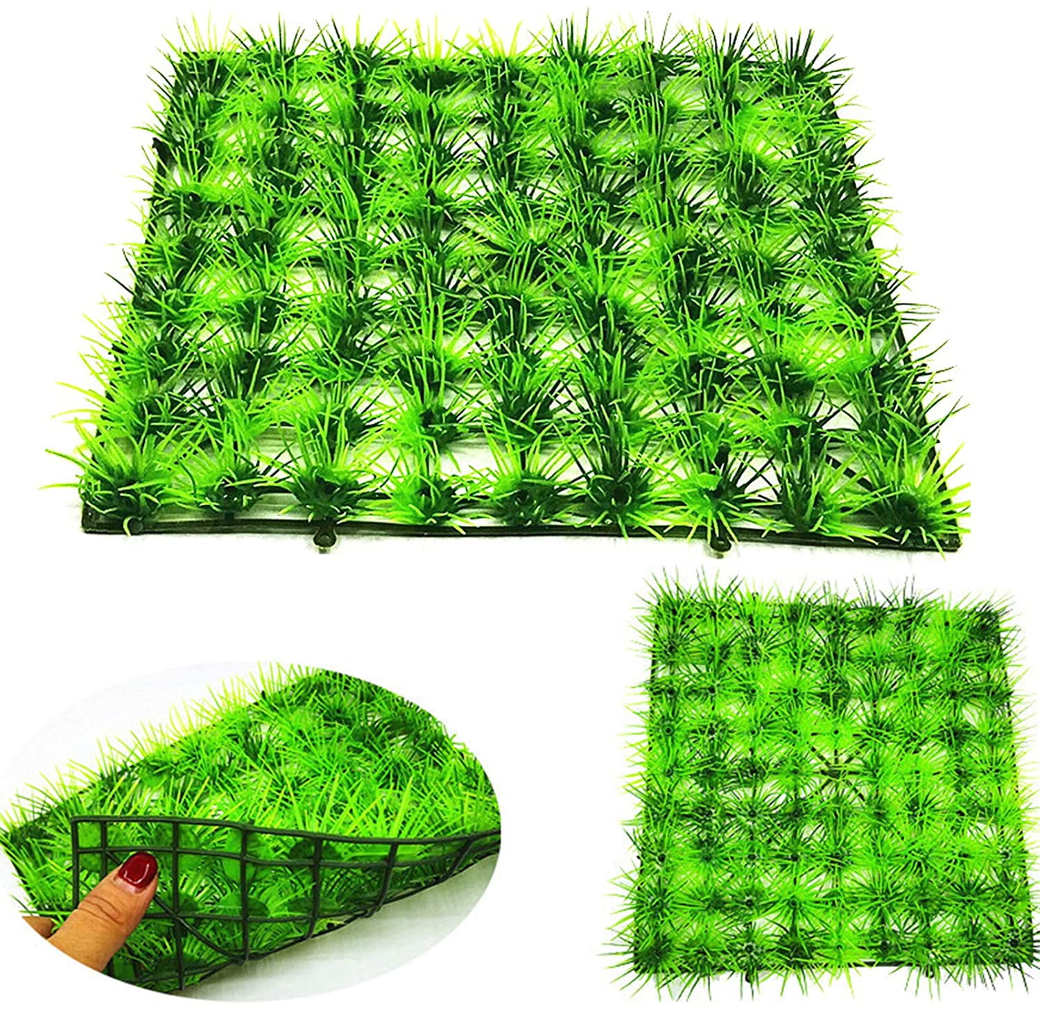 4 X Artificial Fake Green Grass Aquarium Rug Synthetic Lawn Mat Turf 25cm X 25cm 