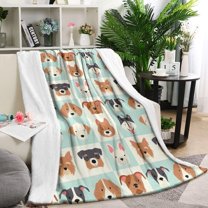 Lovely Dog Breeds Blanket,Comfortable Soft Flannel Throw Blanket,All Season,Warm Lightweight Blankets for Sofa Bed Couch Living Room Chair,60"x80"(150x200cm)