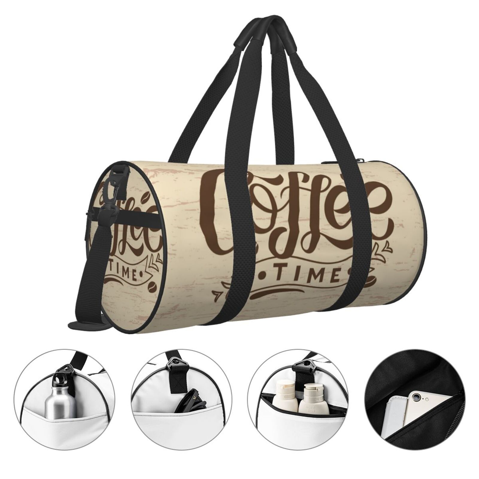 Vsdgher Coffee Time (2) 45L Foldable Duffel Bag, Sports Gym Bag,Overnight Bag, Portable Weekender Bag for Airplanes