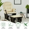 thumbnail image 5 of Gymax Wood Glider & Ottoman Cushion Set Baby Nursery Rocking Chair Beige, 5 of 10