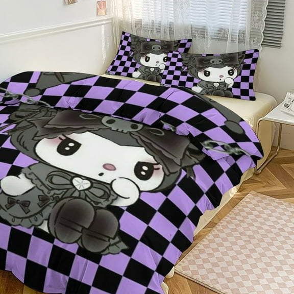 KUROMI Bedding Set Anime Three-piece for Boys Girls Teens Twin