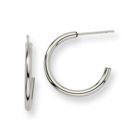 Jewelryweb Stainless Steel 16mm Diameter J Hoop Post Earrings