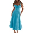 thumbnail image 2 of Lolmot Sexy Dresses for Women Summer Spaghetti Strap Bodycon Maxi Dress Sexy Sleeveless Backless Halter High Waist Evening Party Long Dresses Slim Elegant Cocktail Dresses for Wedding Guest, 2 of 3