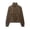 Coffee, variant on WLOMHUW Womens Cropped Jakcets Suede Bomber Jacket with Stand Collar Zip Up Short Coat with Pockets