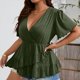 thumbnail image 3 of Tamaño Más Suelto Ajuste Camisetas para las Mujeres Primavera Color Sólido Casual de Manga Corta Camiseta Superior, Poliéster, 3 of 6
