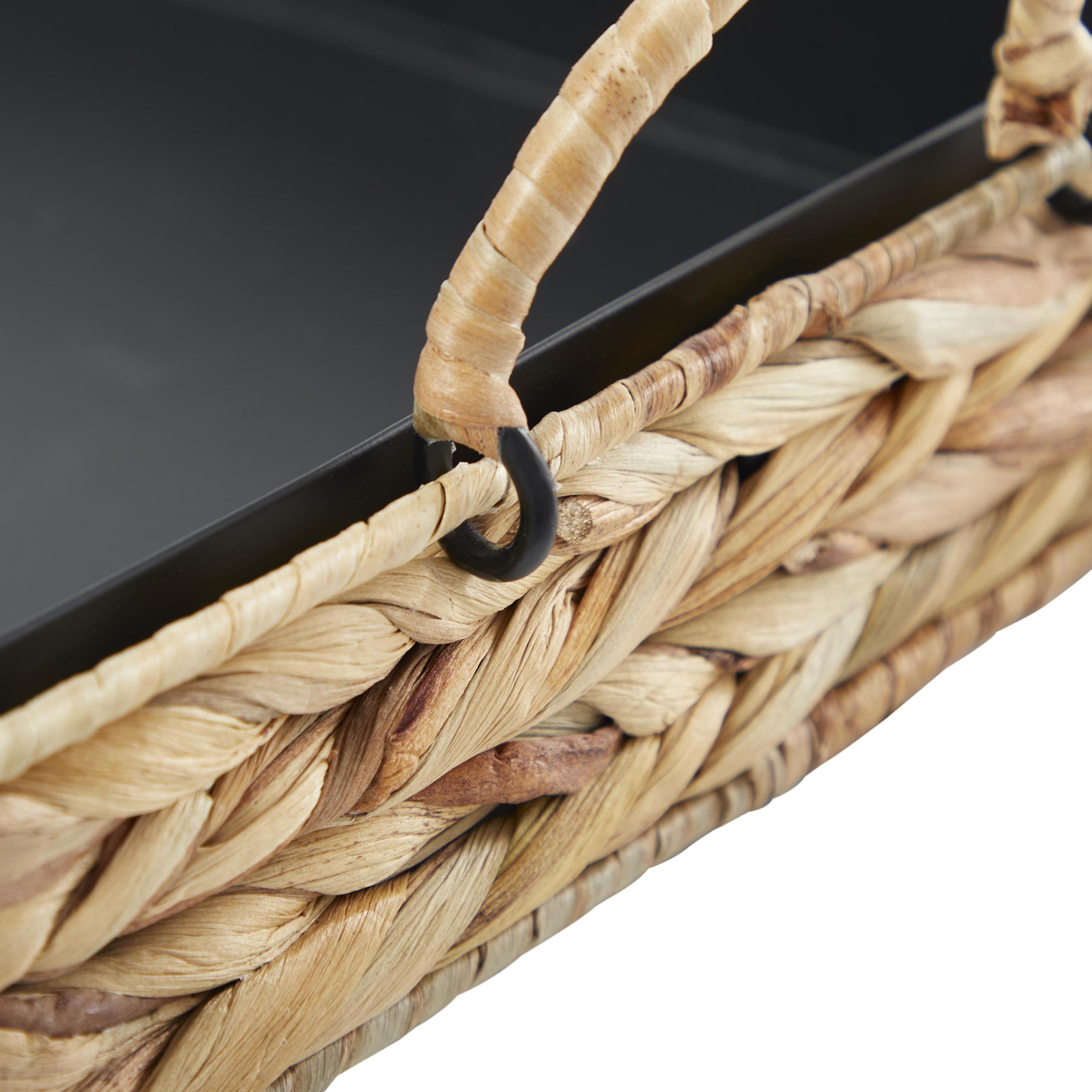 DecMode 20", 16"W Light Brown Seagrass Handmade Nesting Tray with Black Wood Interiors, 2-Pieces
