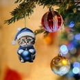 thumbnail image 2 of LILELIS 2D Acrylic Cartoon Christmas Cat Christmas Tree Pendant Acrylic Christmas Cartoon Cute Christmas Hat Cat Double Print 2D White Elephant Thick String for Hanging Clear Acrylic Beads Bulk, 2 of 8