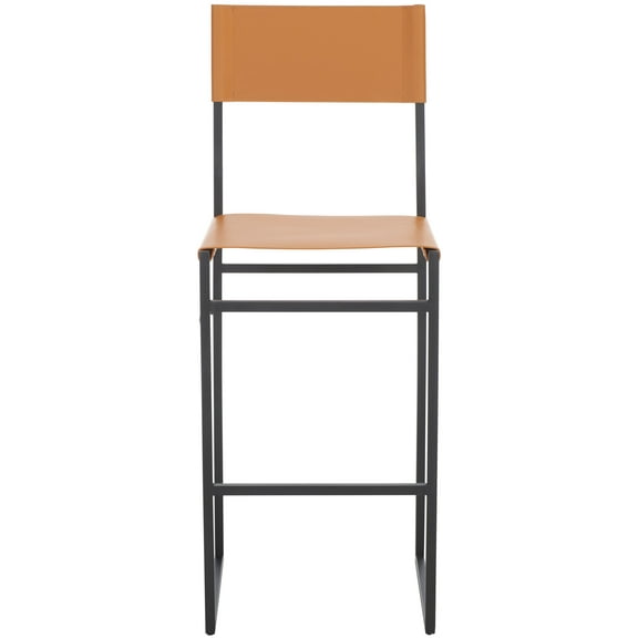 SAFAVIEH Layne Scandinavian Style Barstool, Cognac/Black (18 in. W x 18 in. D x 43 in. H)