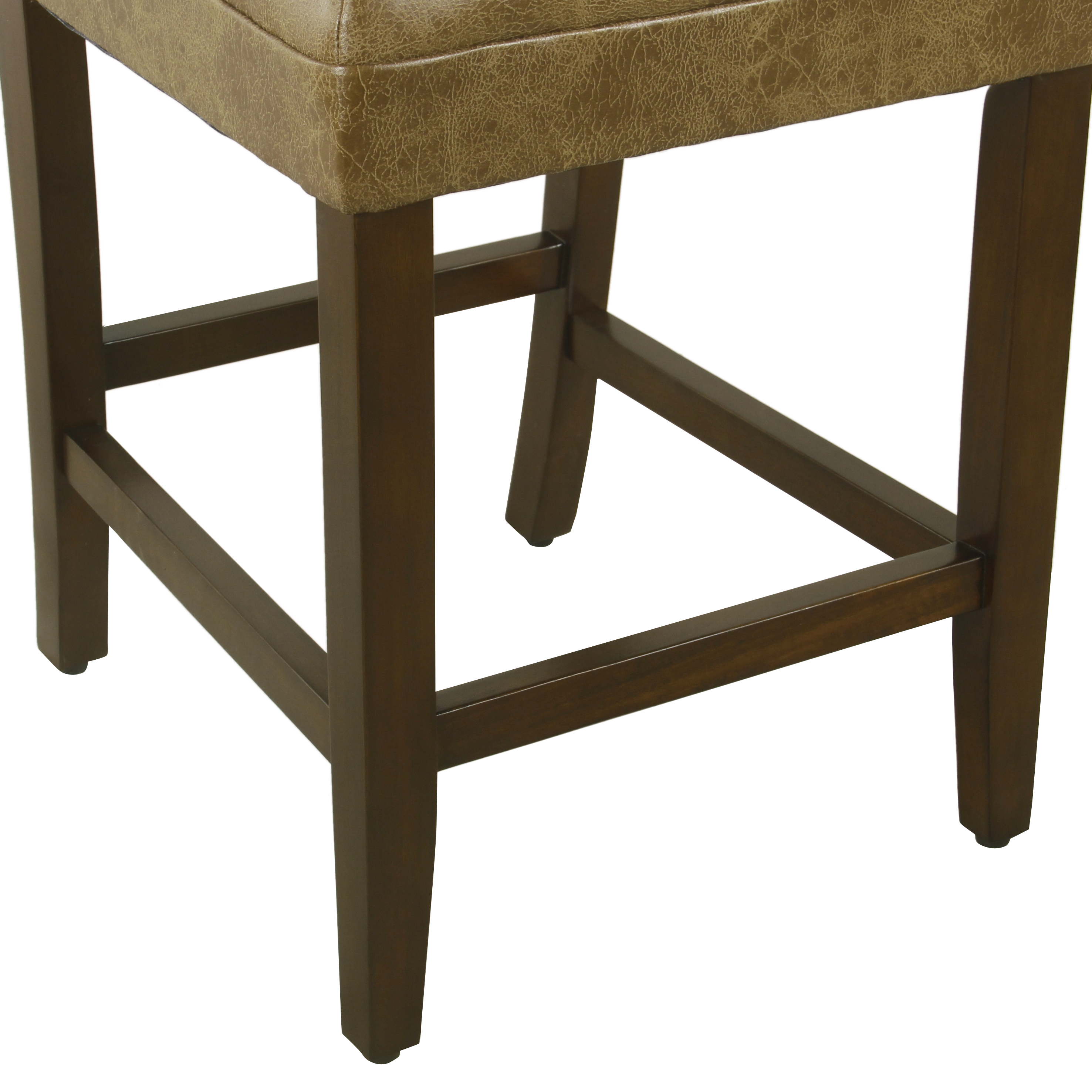 HomePop 24" luxury faux leather barstool - Distressed Brown Faux Leather
