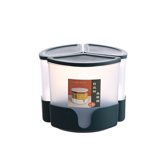 Billuyoard Dispensador de granos giratorio de 3 rejillas, caja de almacenamiento con cubierta extraíble de maíz de maní, frijol, soja, comida Organizadores de utensilios de cocina Verde