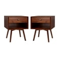 thumbnail image 4 of Mid-Century 1 Drawer Solid Wood Nightstand in Walnut, 4 of 5