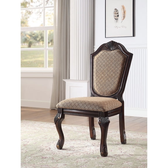 Newboti Furniture Chateau De Ville Fabric & Espresso Finish Side Chair (Set of 2) 65539