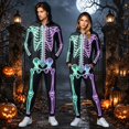 thumbnail image 2 of MEZZALL 1-Pack Adults Unisex Skeleton Print Hooded Onesie, Full Zip Halloween Skeleton Bodysuit, Matching Long Sleeve Jumpsuit, 2 of 6