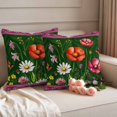 thumbnail image 2 of Spring Flowers Pillow Covers 2 Pack Daisy Wildflowers Butterfly Pink Border Green Pillowcase Waterproof Outdoor Throw Pillow Cover for Patio Garden Square Cushion 16”x16”, 2 of 9