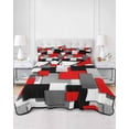 thumbnail image 2 of Twin XL Quilt Bedding Set, Red Black Geometric Reversible Summer Quilt 3 Pieces, Modern Abstract Art Block Lightweight Bedspreads Coverlets with 2 Pillow Shams for All Seasons, 2 of 5