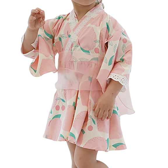 MEZZALL Trendy Girls Outfits Sets Stylish Printed Kimono Robe Long Sleeve Sets For Casual Wear Robe Fashion Toddler Dailywear Stylish / 3-4 Years