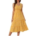 thumbnail image 1 of DPTALR Femmes Été Imprimé Floral V-Cou Sans Manches Robe Décontractée, 1 of 8