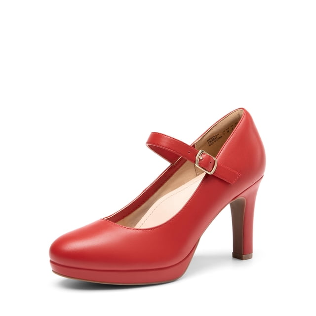 Zapatos de Tacón Mary Jane para Mujer DREAM PAIRS en Cuero Vegano Rojo Talla 9.5