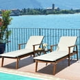 thumbnail image 4 of Gymax Ensemble de 3 Chaises Longues d'Extérieur pour Patio avec Table Pliante Coussin Blanc, 4 of 10