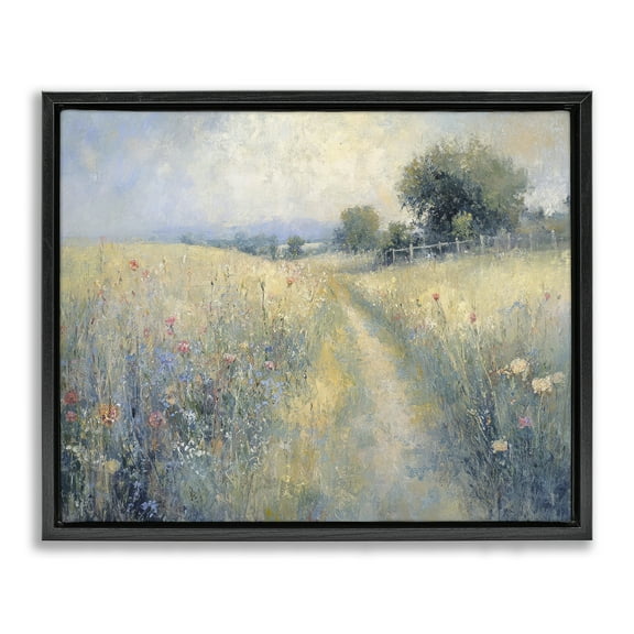 Stupell Industries Path Through Wildflower Field Black Framed Floater Canvas Wall Art design by LSR Creative Studio, 17 x 21