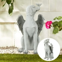 OUNONA Pet Dog Tombstone Bereavement Garden Statue Grey