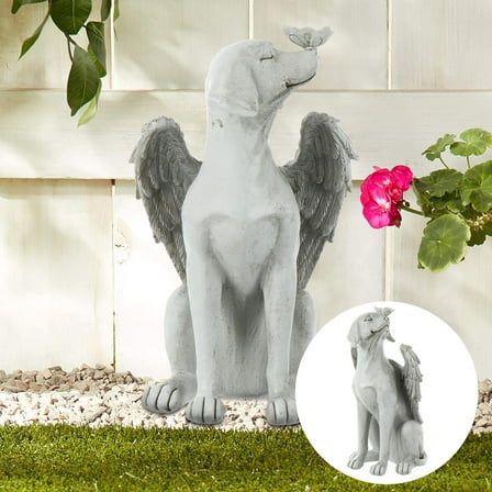 OUNONA Pet Dog Tombstone Bereavement Garden Statue Grey