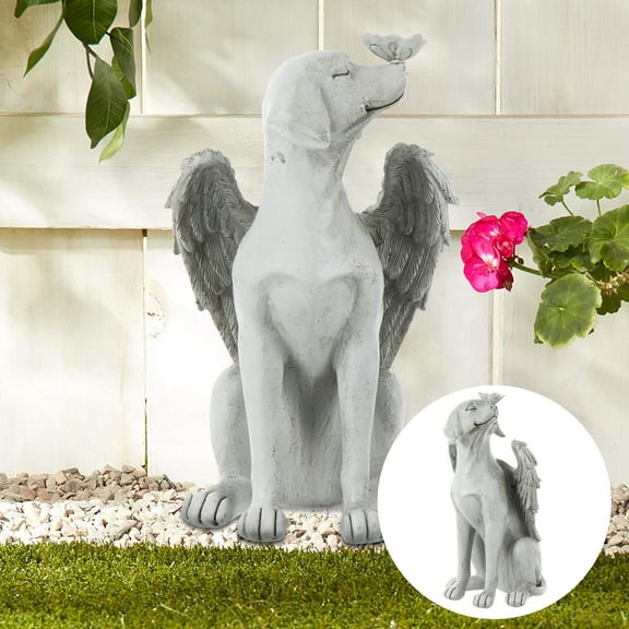 OUNONA Pet Dog Tombstone Bereavement Garden Statue Grey