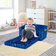 thumbnail image 4 of Topbuy 2-in-1 Convertible Kids Sofa Flip Open Couch w/Sturdy Sponge Construction&Velvet Fabric Blue, 4 of 9